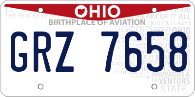 OH license plate GRZ7658