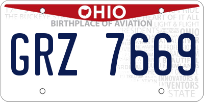 OH license plate GRZ7669