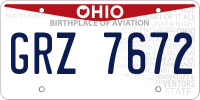 OH license plate GRZ7672