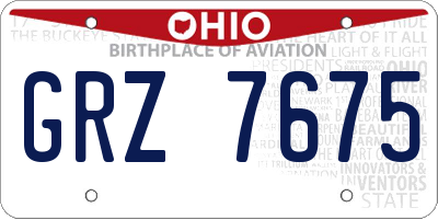 OH license plate GRZ7675