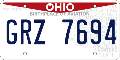 OH license plate GRZ7694