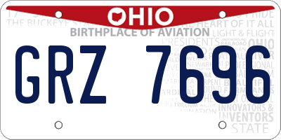 OH license plate GRZ7696