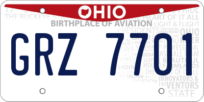 OH license plate GRZ7701