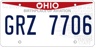 OH license plate GRZ7706