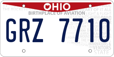 OH license plate GRZ7710