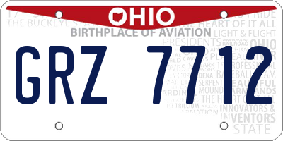 OH license plate GRZ7712