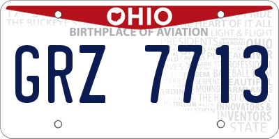 OH license plate GRZ7713