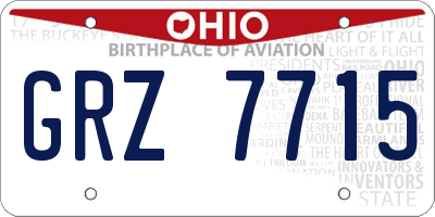 OH license plate GRZ7715