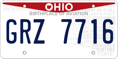 OH license plate GRZ7716