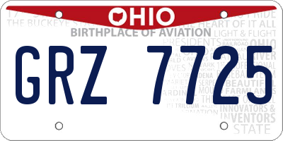 OH license plate GRZ7725