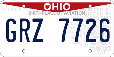 OH license plate GRZ7726