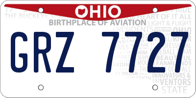 OH license plate GRZ7727