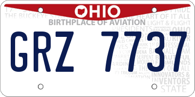 OH license plate GRZ7737