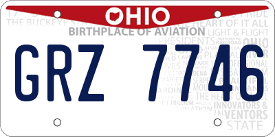 OH license plate GRZ7746