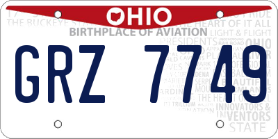 OH license plate GRZ7749