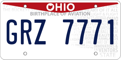 OH license plate GRZ7771