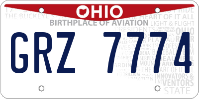 OH license plate GRZ7774
