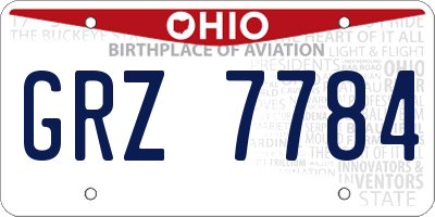 OH license plate GRZ7784