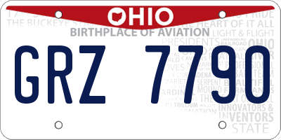 OH license plate GRZ7790