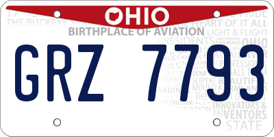 OH license plate GRZ7793