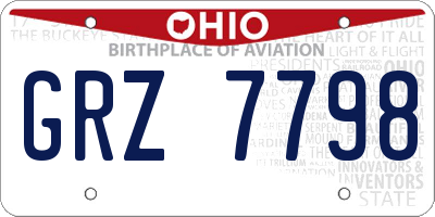 OH license plate GRZ7798