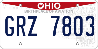 OH license plate GRZ7803