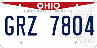 OH license plate GRZ7804