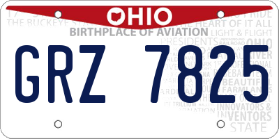 OH license plate GRZ7825