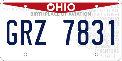 OH license plate GRZ7831
