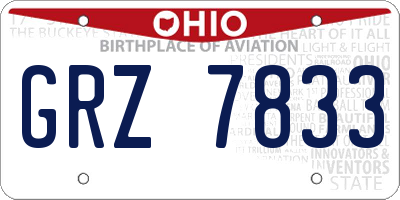 OH license plate GRZ7833