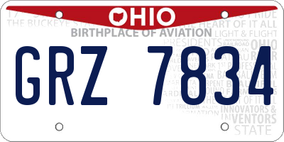 OH license plate GRZ7834