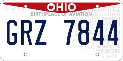 OH license plate GRZ7844