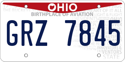 OH license plate GRZ7845