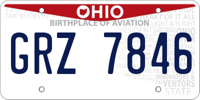 OH license plate GRZ7846