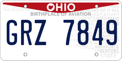 OH license plate GRZ7849