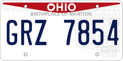OH license plate GRZ7854