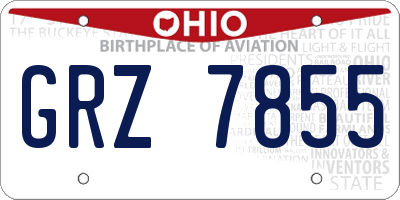 OH license plate GRZ7855