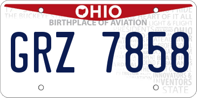 OH license plate GRZ7858