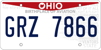 OH license plate GRZ7866