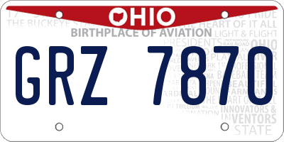 OH license plate GRZ7870
