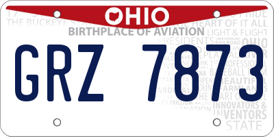 OH license plate GRZ7873