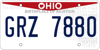 OH license plate GRZ7880