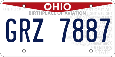 OH license plate GRZ7887