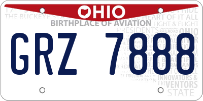 OH license plate GRZ7888