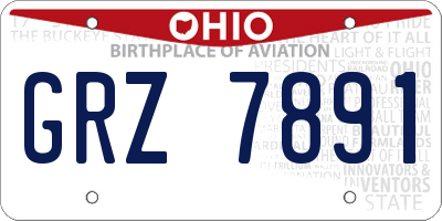 OH license plate GRZ7891