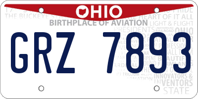 OH license plate GRZ7893