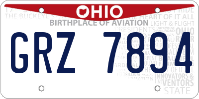 OH license plate GRZ7894