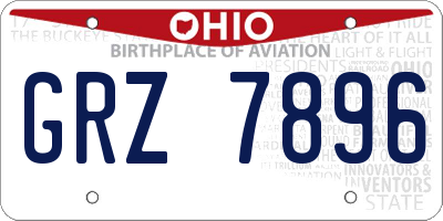 OH license plate GRZ7896