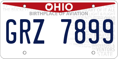 OH license plate GRZ7899