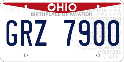 OH license plate GRZ7900